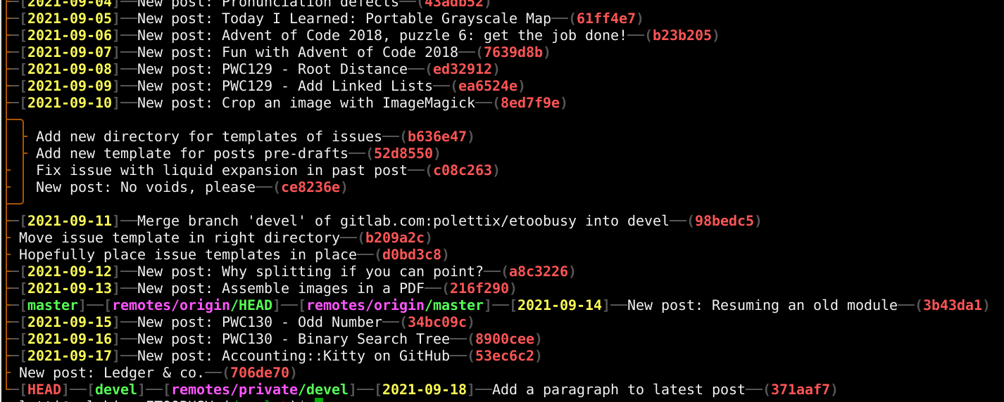 Git graphical log, with git-forest