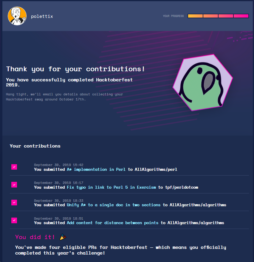 Hacktoberfest 2019 - polettix