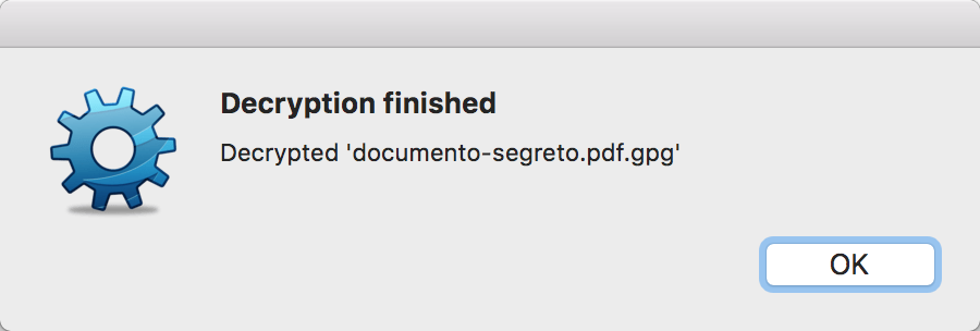 GPG Suite - password corretta, decifrazione riuscita