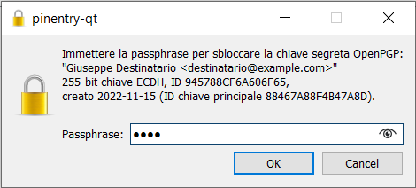 Kleopatra new keys - enter passphrase